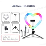 Selfie Ring Light Supplier - Dimmable 10inch RGB Heart Ring Light with Tripod for Beauty Makeup