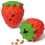 橡胶狗玩具厂家-批发水果草莓耐用橡胶防咬益智玩具