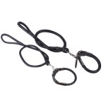 皮革项圈套装厂家-纯色批发狗项圈牵引绳套装PU皮革绳