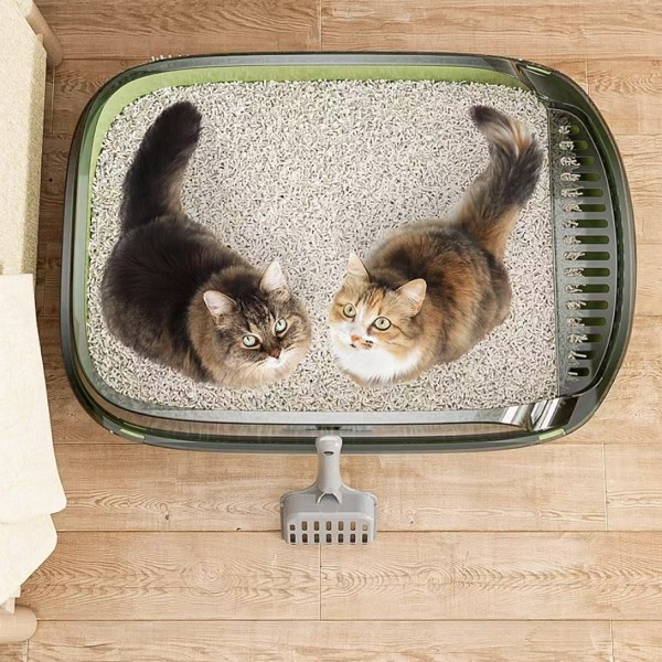 塑料猫砂盆厂家-特大号半封闭高围栏加厚塑料猫厕所