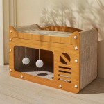 瓦楞猫床厂家-热销现代互动巢猫树抓板瓦楞纸