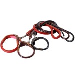 皮革项圈套装厂家-纯色批发狗项圈牵引绳套装PU皮革绳