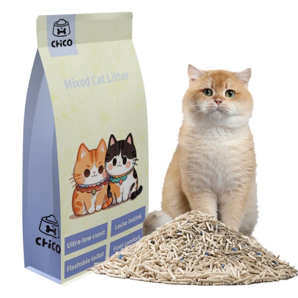 OEM/ODM植物膨润土猫砂厂家-OEM/ODM颜色味道形状包装免费样品混合植物