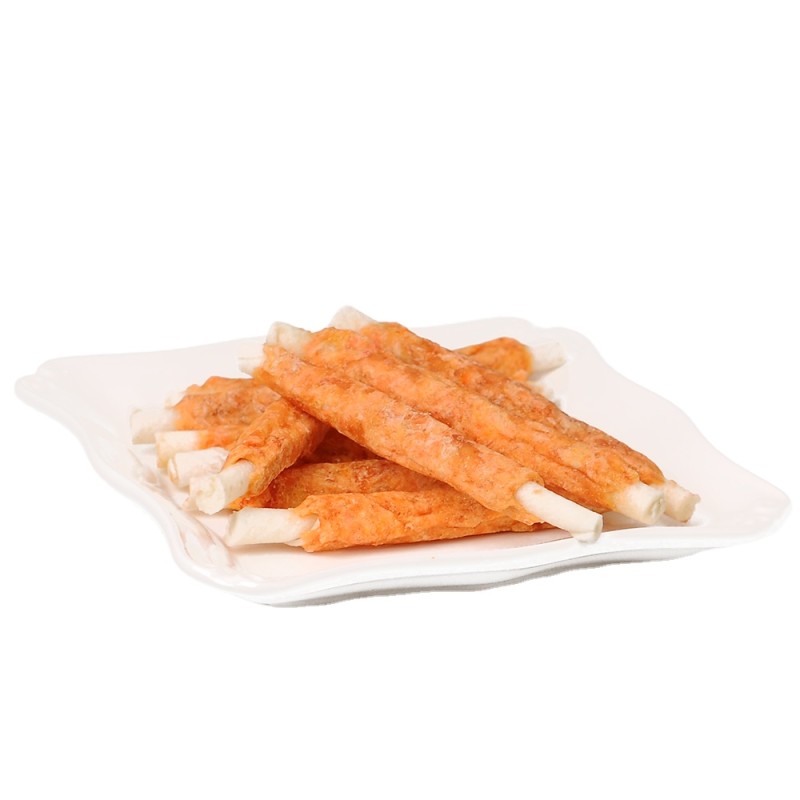 白色生皮厂家-批发工厂价宠物食品鸡鸭白色生皮扭结