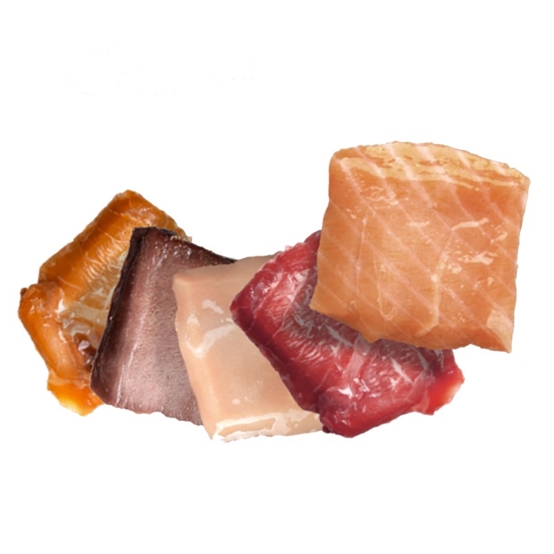 猫零食厂家-猫食品私有标签高温蒸煮鸡鱼味猫零食