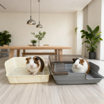 Litter Pan Manufacturer - Small Animals Litter Pan with Removable Shield High Back Anti-Splash Design