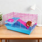 豚鼠笼厂家-室内蓝粉启动套装笼栖息地配藏身屋碗瓶