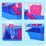 豚鼠笼厂家-室内蓝粉启动套装笼栖息地配藏身屋碗瓶