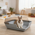 Litter Pan Manufacturer - Small Animals Litter Pan with Removable Shield High Back Anti-Splash Design