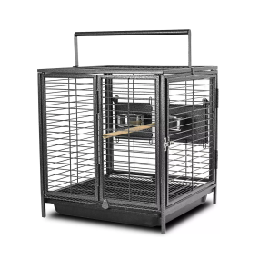 Travel Bird Cage Supplier - Portable Bird Travel Carrier Cage Black 19 Inch with Handle Wooden Perch