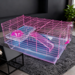 豚鼠笼厂家-室内蓝粉启动套装笼栖息地配藏身屋碗瓶