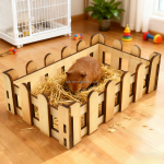 草料架厂家-可爱兔豚鼠草料栏木制喂食器小动物用