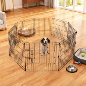 Foldable Cage Factory - Multi-Sizes Foldable Dog Cages with 2 Doors Leak-proof Base Tray