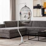 鸟笼厂家-圆形金银笼中小型鸟用配栖杆配件透气