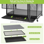 带罩笼厂家-多尺寸可折叠狗笼配2门防漏托盘织物罩
