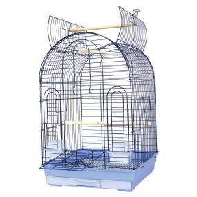 Rolling Bird Cage Manufacturer - Black Open Top Metal Bird Cage with Rolling Stand for Easy Movement
