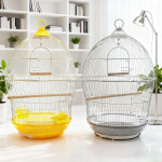 鸟笼厂家-圆形金银笼中小型鸟用配栖杆配件透气