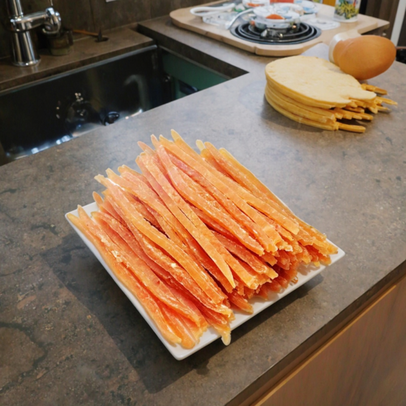 宠物零食厂家-工厂制造有机鸡肉干宠物零食多种零食条