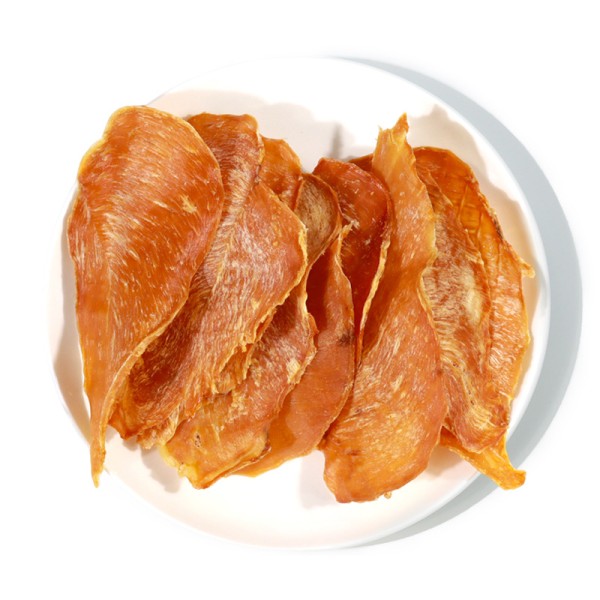 宠物零食厂家-批发高蛋白低温烘烤脆鸡鸭肉片