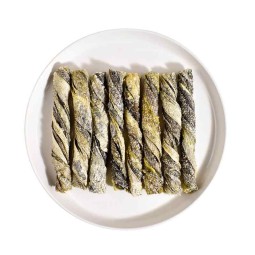 宠物咬胶厂家-可定制OEM ODM有机宠物食品安全狗鳕鱼皮卷洁口