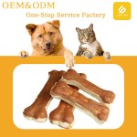 宠物零食厂家-高品质有机鸡牛肉生皮压制骨风干宠物零食