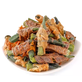 Pet Treats Manufacturer - Organic Chicken Strips Wrapped Okra Delicious Pet Treats High Protein
