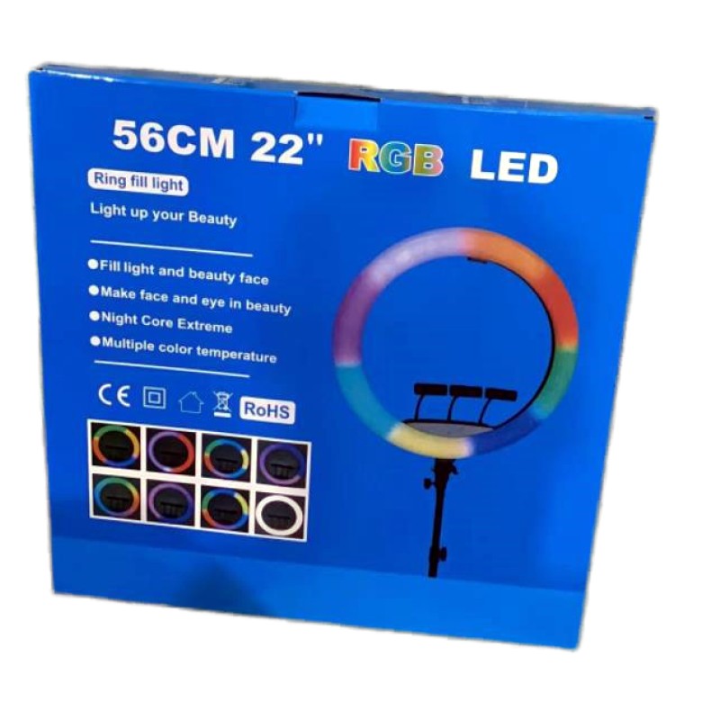 可调光环形灯厂家-22英寸LED环形灯套装2.1米三脚架3200-6500K自拍