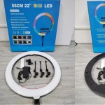 可调光环形灯厂家-22英寸LED环形灯套装2.1米三脚架3200-6500K自拍
