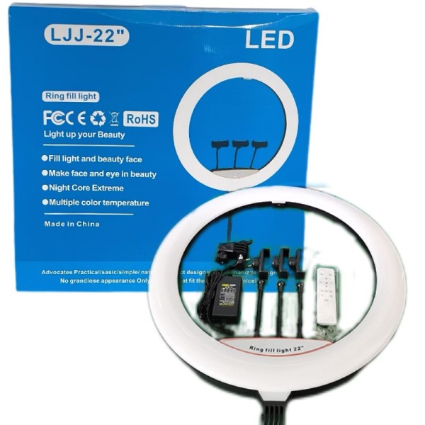 环形补光灯厂家-22英寸LED环形灯带手机架化妆直播用