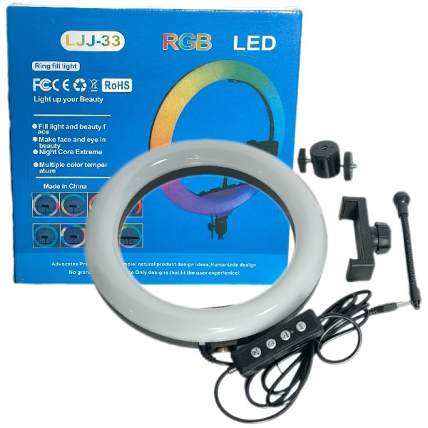 LED视频灯厂家-16色彩色LED环形视频摄影灯手机用