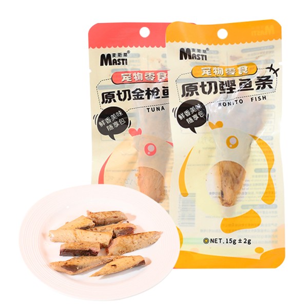 鱼零食厂家-Welepet热销15克袋全天然金枪鱼宠物零食猫狗用