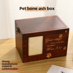Memorial Urn Factory - Premium Solid Wood Pet Urn Bamboo Casket with Frame Cat Dog Memorial