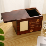 Memorial Urn Factory - Premium Solid Wood Pet Urn Bamboo Casket with Frame Cat Dog Memorial