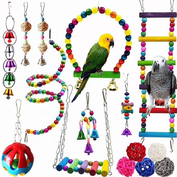Bird Toy Set Factory - Colorful Swing Chewing Hanging