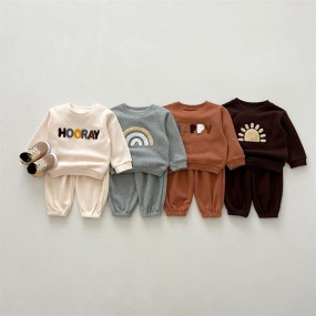 Kids Sweatsuit Manufacturer - OEM Custom Logo 100% Cotton Unisex Sweatpants Hoodie Set