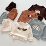 儿童运动服厂家-专业OEM代工可定制Logo100%棉男女通用运动裤连帽衫套装