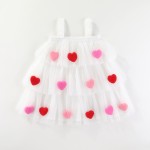 女婴圣诞礼服工厂-可定制夏季荷叶边蛋糕连衣裙配爱心贴花