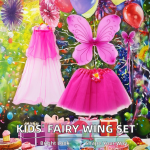 仙子服装套装厂家-专业OEM代工粉色公主裙翅膀蝴蝶魔杖礼品套装