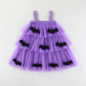 Girls Tutu Dress Manufacturer - OEM Summer Pumpkin Bat Decal Dress up Kids Dress