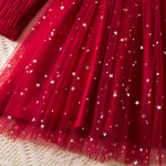 女童芭蕾舞裙厂家-专业OEM代工长袖蕾丝冬季星星印花连衣裙