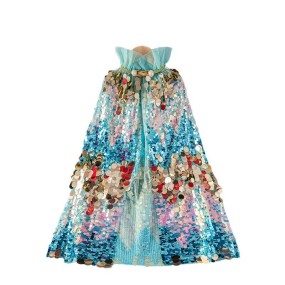 Kids Princess Cape Supplier - Wholesale Glitter Tulle Sequins Cape for Halloween Christmas