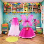 仙子服装套装厂家-专业OEM代工粉色公主裙翅膀蝴蝶魔杖礼品套装