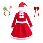 女婴圣诞礼服厂家-专业OEM代工冬季长袖加厚连衣裙配帽子