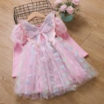 女童选美连衣裙工厂-可定制夏季蝴蝶贴花晚礼服