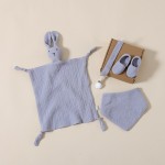 新生儿礼盒工厂-可定制4件套小兔安全毯和鞋子有机套装