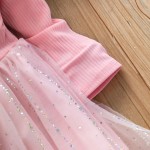 女童薄纱连衣裙供应商-厂家批发春秋卡通蕾丝荷叶边长袖连衣裙