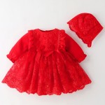 女婴连体衣套装厂家-专业OEM代工2件套荷叶边连体衣配发带刺绣