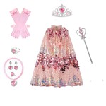 万圣节服装套装厂家-专业OEM代工亮片斗篷配王冠魔杖手套套装