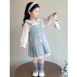 女童婚纱供应商-厂家批发新款泡泡袖拖尾裙派对刺绣裙