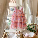 女童派对礼服厂家-可定制多层薄纱连衣裙配发夹